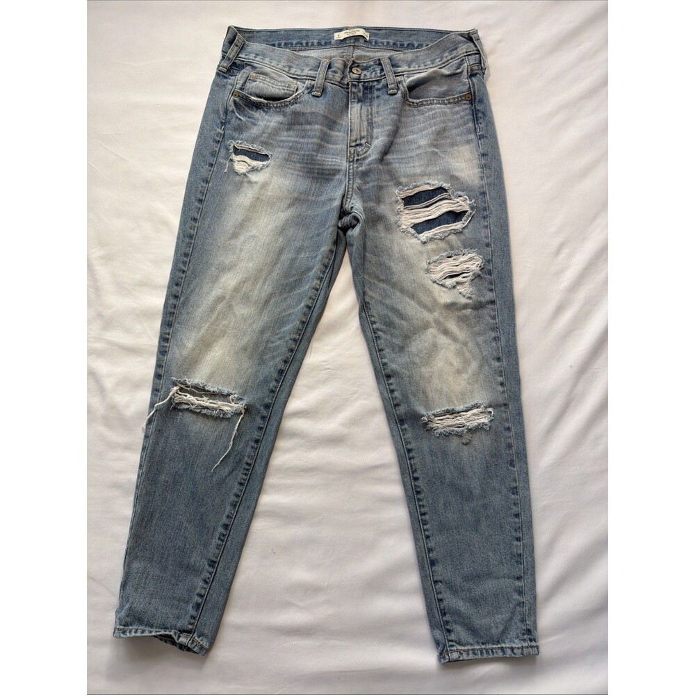 Abercrombie Women’s Loose Fit High Rise Cropped Distressed Jean Size 6 / 28